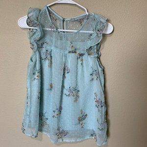 Sweet Rain Size Small Light Blue Floral Blouse